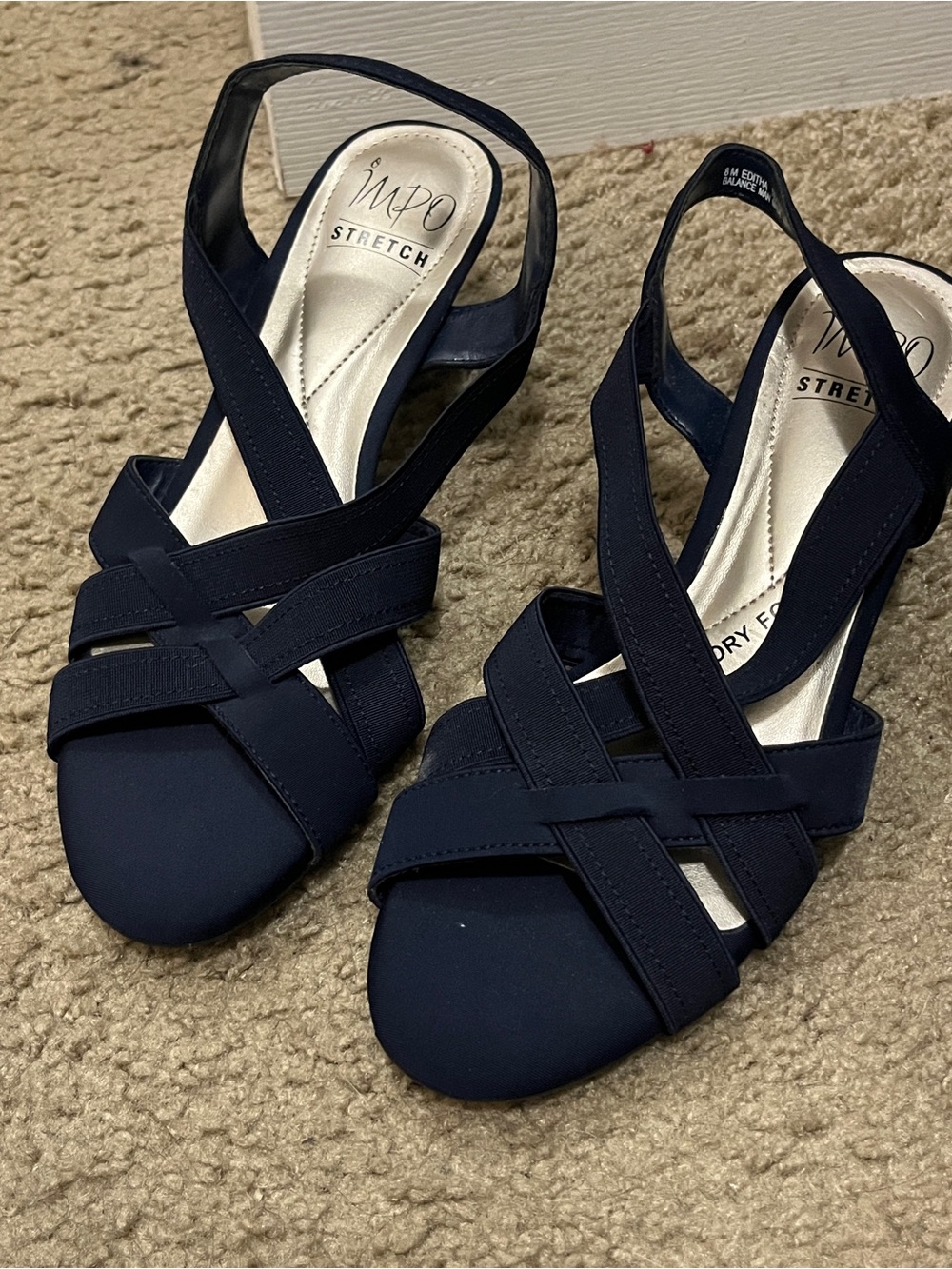 Brand New- Impo Stretch Women's Navy Crisscross Slingback Mules